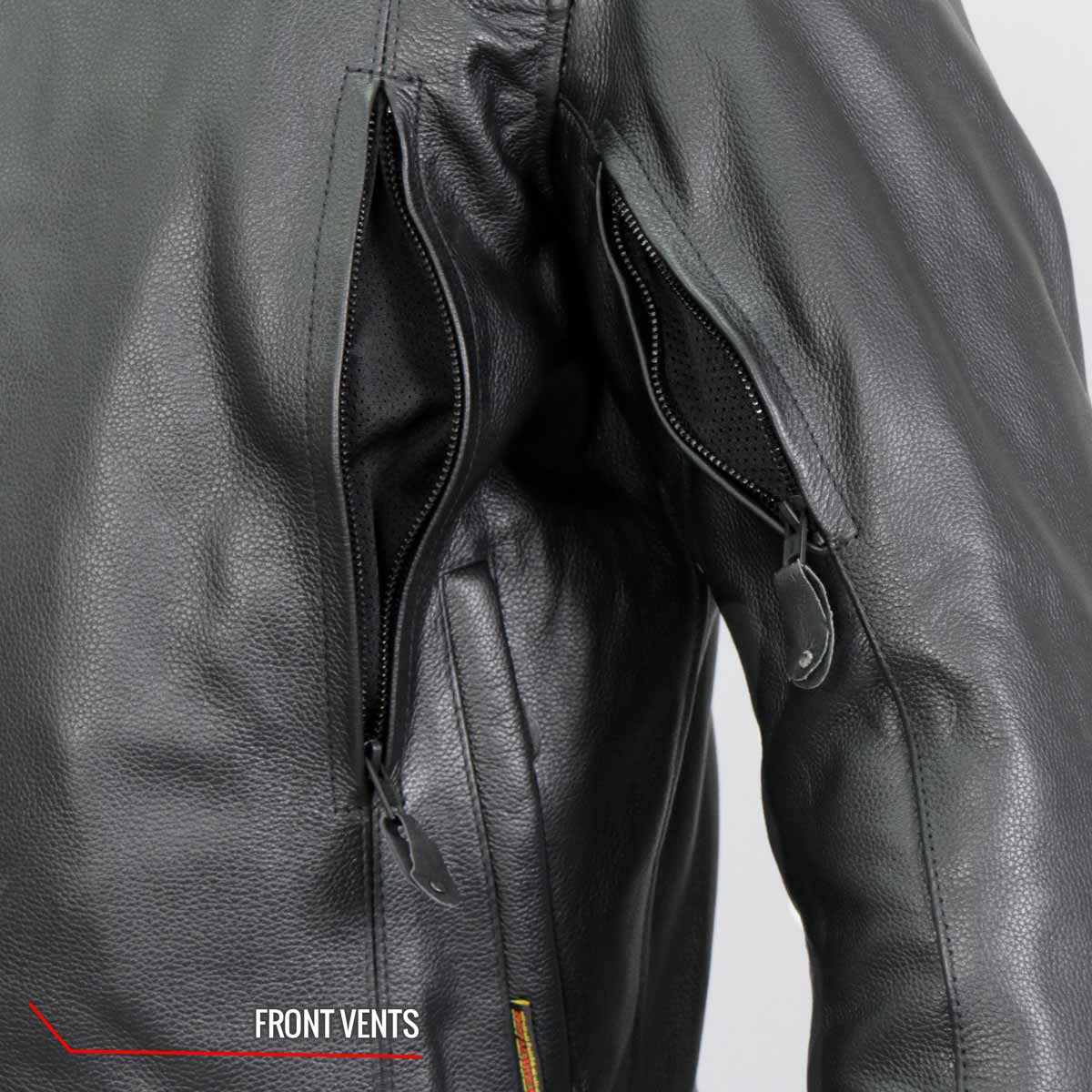 Hot Leathers JKM1021 Men's Black Leather Vented Scooter Jacket with Conceal and Carry Pockets