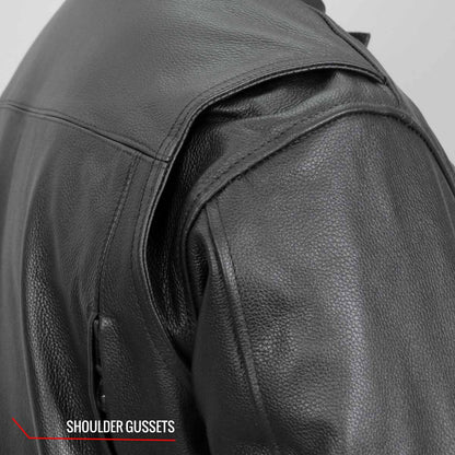 Hot Leathers JKM1021 Men's Black Leather Vented Scooter Jacket with Conceal and Carry Pockets