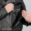 Hot Leathers JKM1022 Mens Motorcycle Leather Jacket with Concealed Carry Pocket