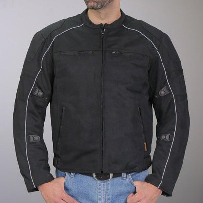 Hot Leathers JKM1024 Men’s Black All Weather Armored Nylon Jacket with Concealed Carry Pocket