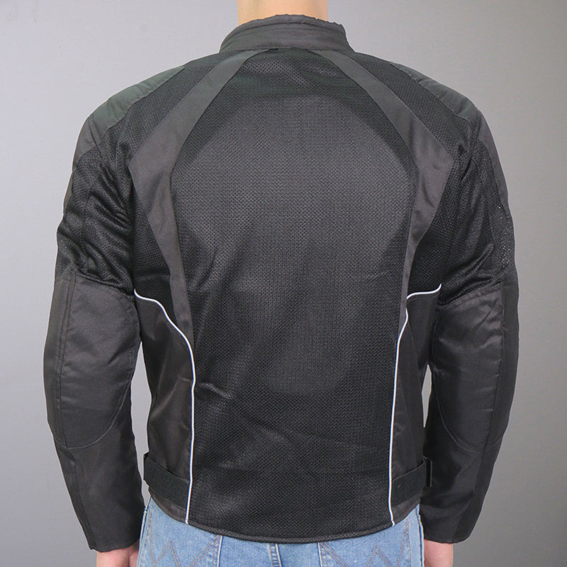 Hot Leathers JKM1025 Men’s Black Armored  Nylon Mesh Jacket with Reflective Piping and Concealed Carry Pocket