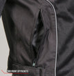 Hot Leathers JKM1025 Men’s Black Armored  Nylon Mesh Jacket with Reflective Piping and Concealed Carry Pocket