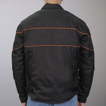 Hot Leathers JKM1026 Men’s Black Nylon Jacket with Orange Reflective Trim