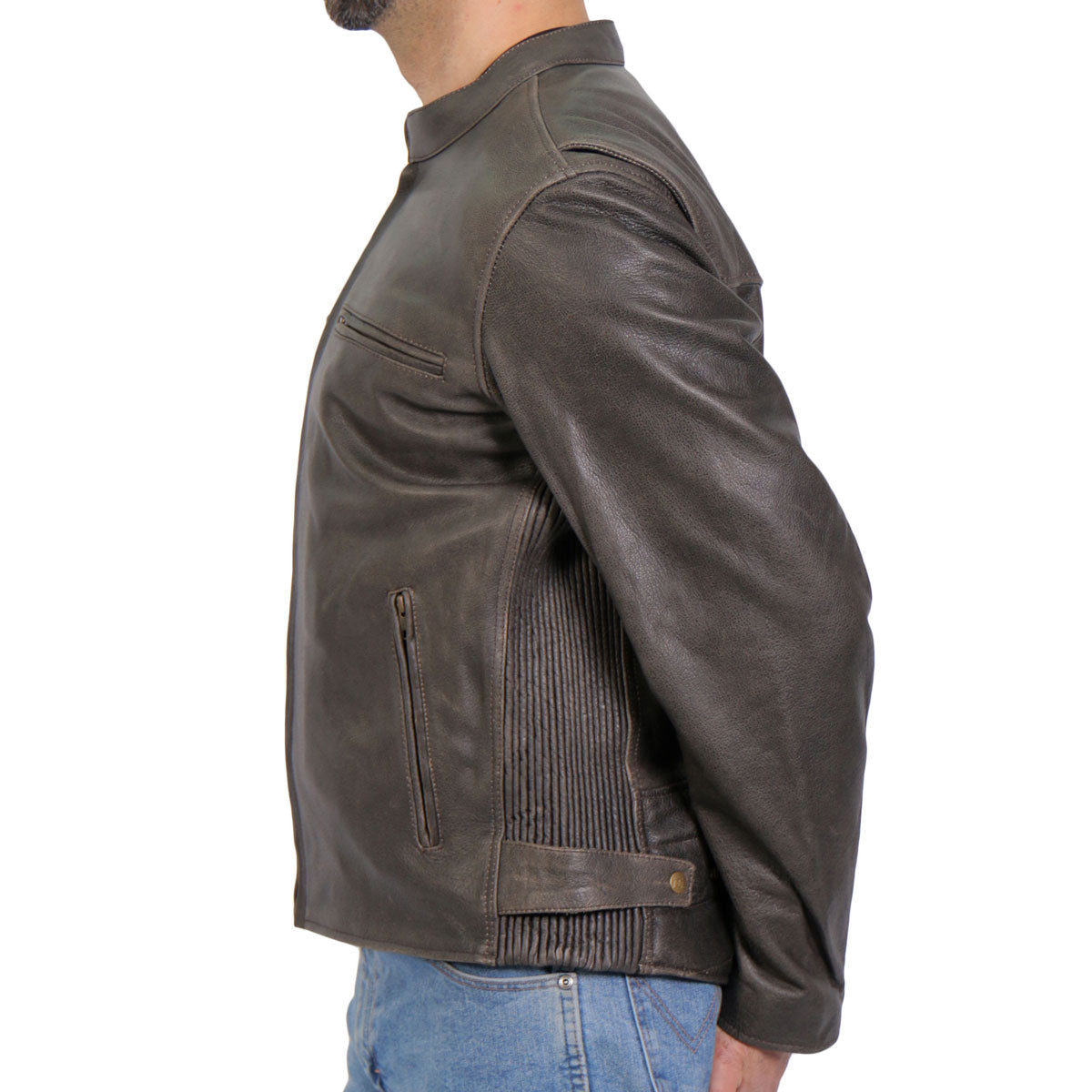 Hot Leathers JKM1029 Men’s Distress Brown ‘Carry and Conceal’ Leather Jacket