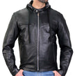 Hot Leathers JKM1030 Men’s Black ‘Carry and Conceal’ Leather Jacket with Flannel Lined Hood
