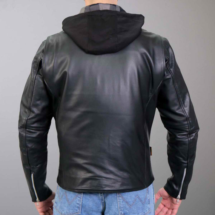 Hot Leathers JKM1030 Men’s Black ‘Carry and Conceal’ Leather Jacket with Flannel Lined Hood