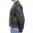 Hot Leathers JKM1032 Men’s Black ‘Skull Flag' Printed Leather Jacket with Concealed Carry Pockets