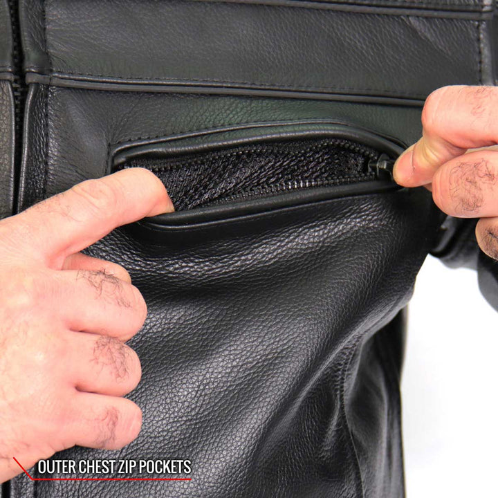 Hot Leathers JKM1032 Men’s Black ‘Skull Flag&