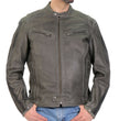 Hot Leathers JKM1033 Men’s Distress Grey ‘Café Racer' Leather Jacket with Concealed Carry Pockets