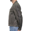 Hot Leathers JKM1033 Men’s Distress Grey ‘Café Racer' Leather Jacket with Concealed Carry Pockets