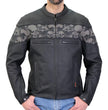 Hot Leathers JKM2002 Men’s Black ‘Reflective Skull' Printed Leather Jacket with Concealed Carry Pockets