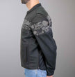 Hot Leathers JKM2002 Men’s Black ‘Reflective Skull' Printed Leather Jacket with Concealed Carry Pockets