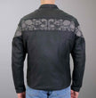 Hot Leathers JKM2002 Men’s Black ‘Reflective Skull' Printed Leather Jacket with Concealed Carry Pockets