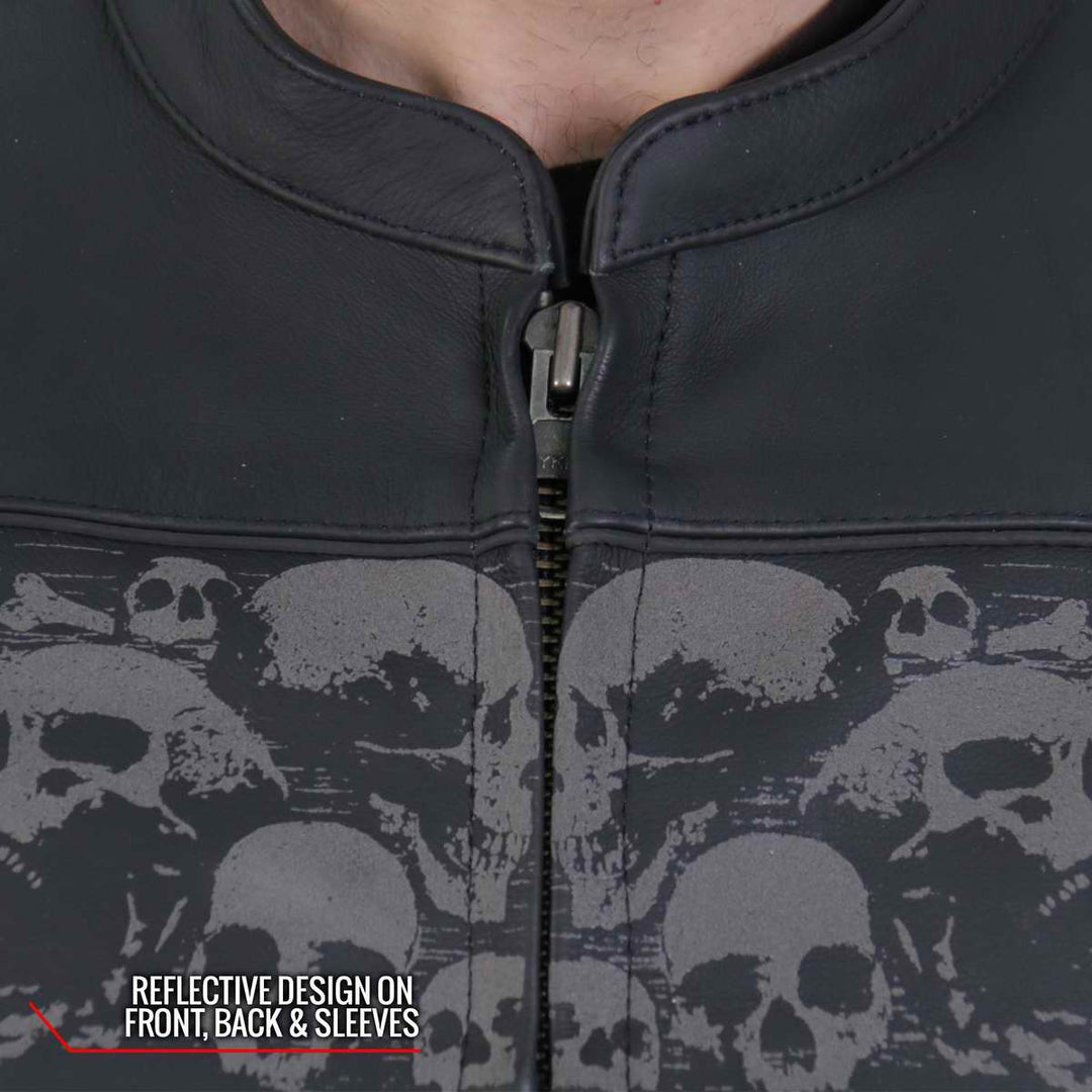 Hot Leathers JKM2002 Men’s Black ‘Reflective Skull&