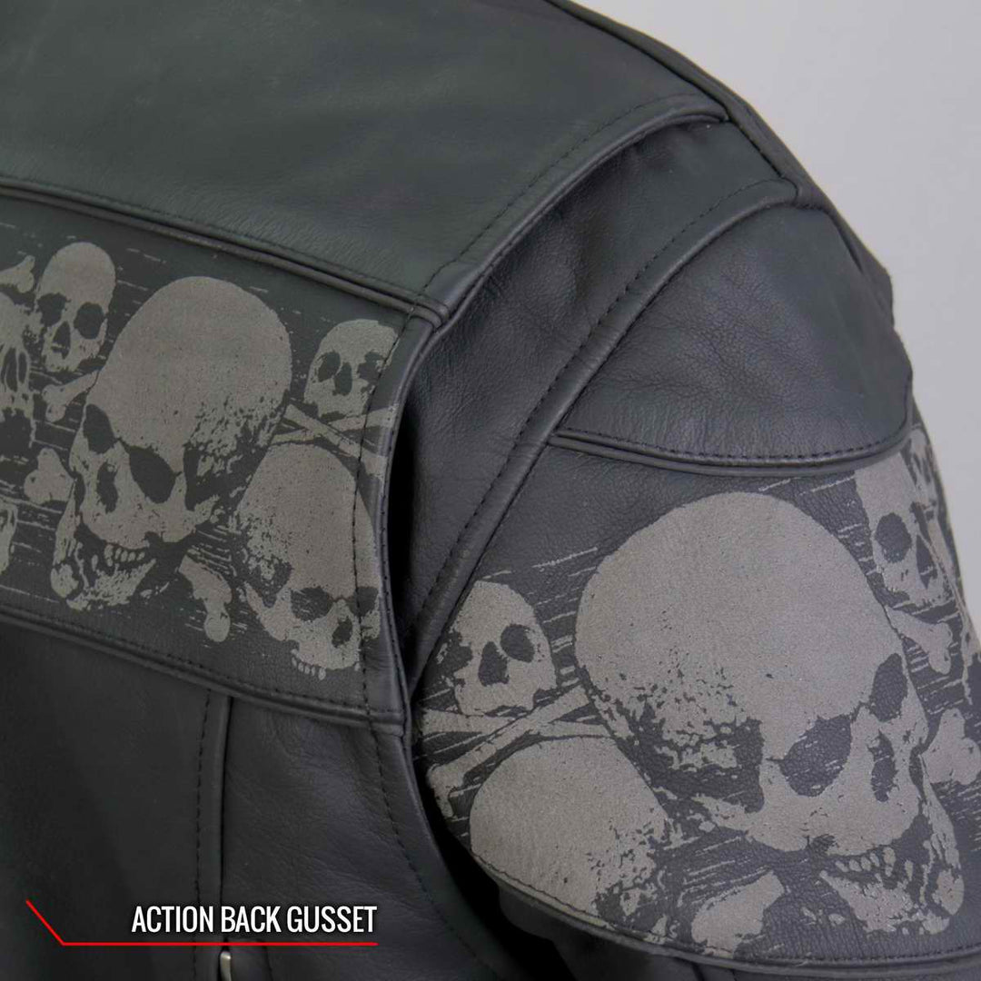 Hot Leathers JKM2002 Men’s Black ‘Reflective Skull&