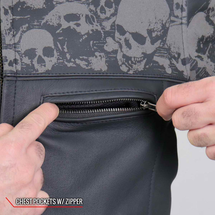Hot Leathers JKM2002 Men’s Black ‘Reflective Skull&