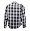 Hot Leathers JKM3005 Men's White and Black Armored Flannel Motorcycle Shirt-Jacket w/ CE Armor Protection