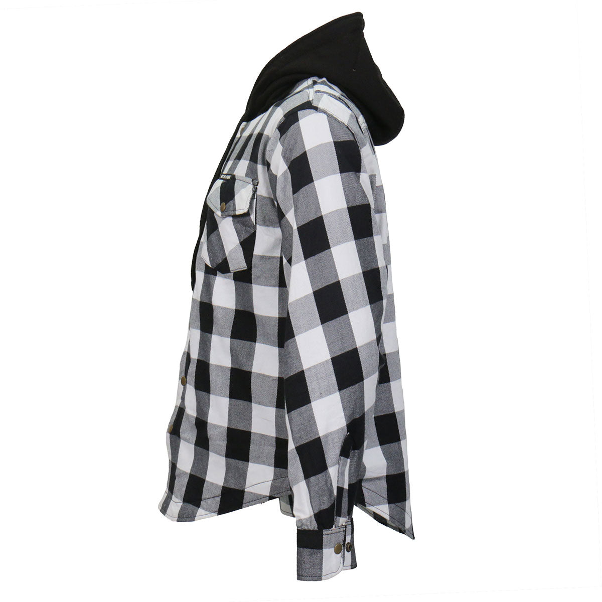 Hot Leathers JKM3006 Men's Black/White Hooded CE Armored Flannel