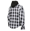 Hot Leathers JKM3006 Men’s Black and White Hooded Armored Flannel Motorcycle Shirt-Jacket w/ CE Armor Protection