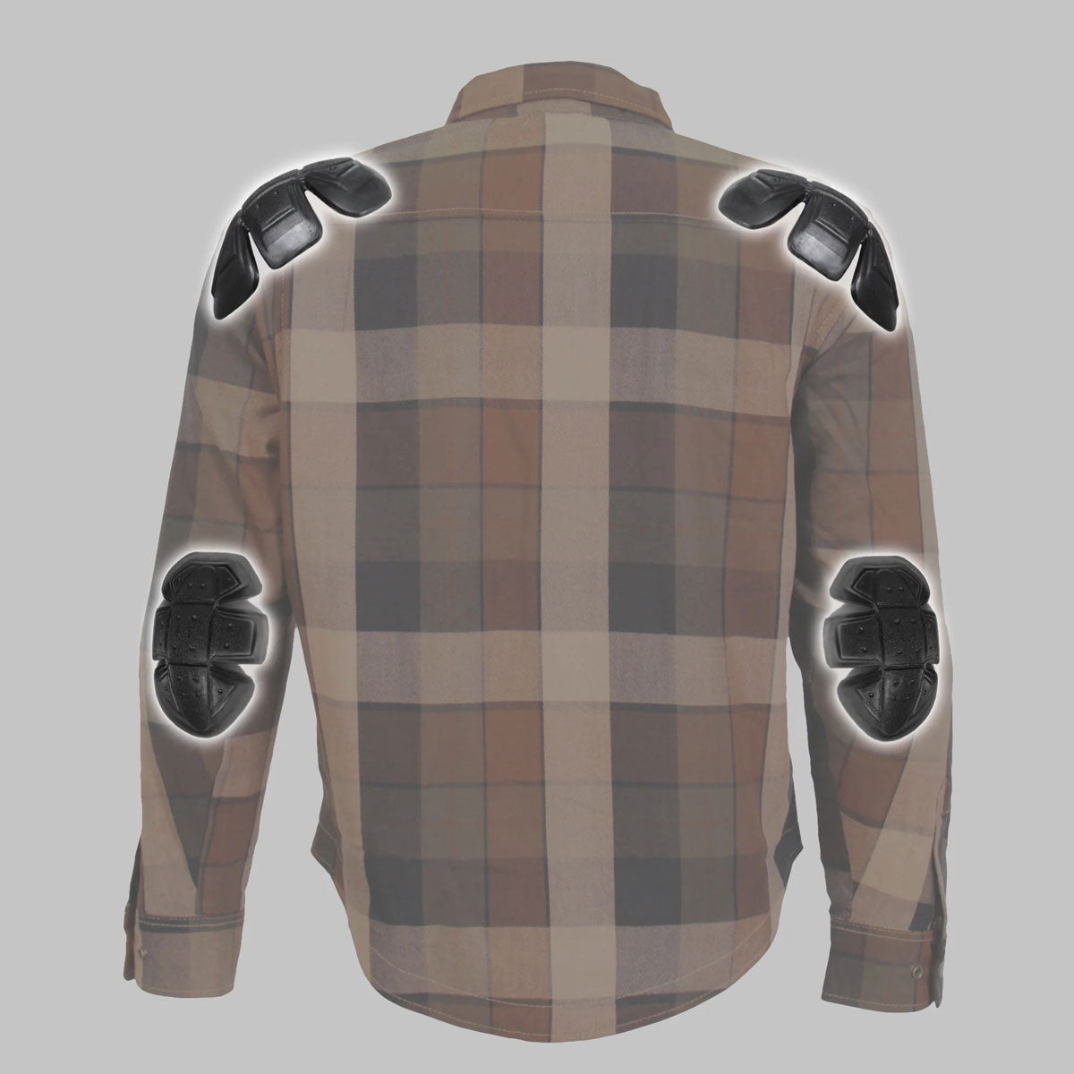 Hot Leathers JKM3007 Men's Black and Brown Armored Flannel Shirt