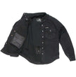 Hot Leathers JKM3009 Men's Classic Black Denim Flannel Motorcycle Shirt-Jacket w/ CE Armor Protection