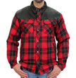 Hot Leathers JKM3201 Men's Red and Black Aramid Fibers Reinforced Leather and Plaid Flannel Shirt