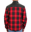 Hot Leathers JKM3201 Men's Red and Black Aramid Fibers Reinforced Leather and Plaid Flannel Shirt