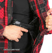 Hot Leathers JKM3201 Men's Red and Black Aramid Fibers Reinforced Leather and Plaid Flannel Shirt