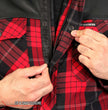 Hot Leathers JKM3201 Men's Red and Black Aramid Fibers Reinforced Leather and Plaid Flannel Shirt