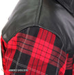 Hot Leathers JKM3201 Men's Red and Black Aramid Fibers Reinforced Leather and Plaid Flannel Shirt