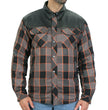 Hot Leathers JKM3202 Men's Grey Black and Orange Aramid Fibers Reinforced Leather and Plaid Flannel Shirt
