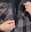 Hot Leathers JKM3202 Men's Grey Black and Orange Aramid Fibers Reinforced Leather and Plaid Flannel Shirt