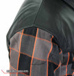 Hot Leathers JKM3202 Men's Grey Black and Orange Aramid Fibers Reinforced Leather and Plaid Flannel Shirt
