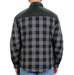 Hot Leathers JKM3203 Men's Grey and Black Aramid Fibers Reinforced Leather and Plaid Flannel Shirt