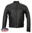 Hot Leathers JKM5001 Men's USA Made Black Premium Leather Racer Jacket