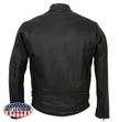 Hot Leathers JKM5001 Men's USA Made Black Premium Leather Racer Jacket