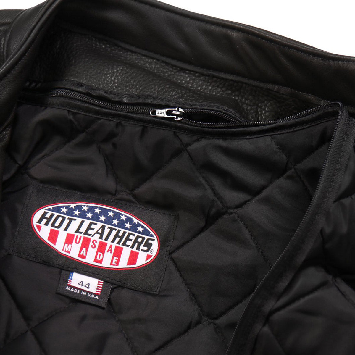 Hot Leathers JKM5001 Men's USA Made Black Premium Leather Racer Jacket