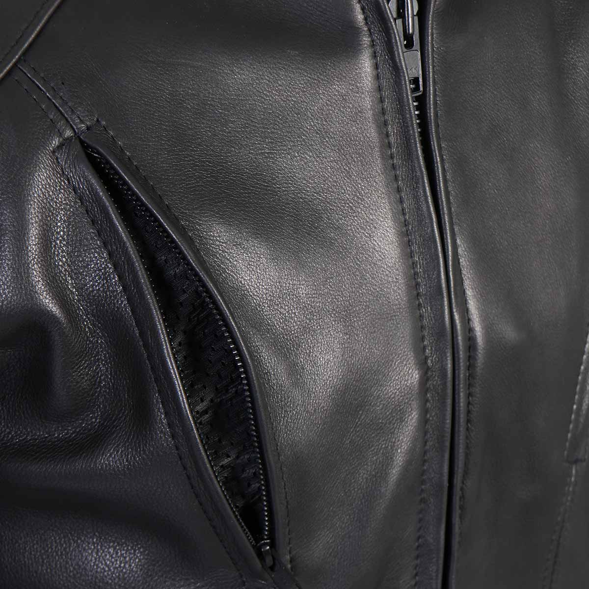 Hot Leathers JKM5002 USA Made Men's Black Vented Premium Leather Motorcycle Jacket with Side Lace