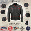 Hot Leathers JKM5002 USA Made Men's 'Air Stream' Vented Black Premium Leather MC Jacket with Side Laces