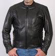 Hot Leathers JKM5002 USA Made Men's Black Vented Premium Leather Motorcycle Jacket with Side Lace
