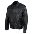 Hot Leathers JKM5003 USA Made Men's 'Echo' Premium Black Leather Motorcycle Jacket with Reflective Piping