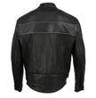 Hot Leathers JKM5003 USA Made Men's 'Echo' Premium Black Leather Motorcycle Jacket with Reflective Piping