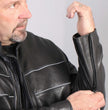 Hot Leathers JKM5003 USA Made Men's Premium Black Leather Motorcycle Jacket with Reflective Piping
