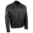 Hot Leathers JKM5003 USA Made Men's 'Echo' Premium Black Leather Motorcycle Jacket with Reflective Piping