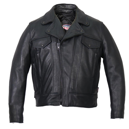 Hot Leathers JKM5008 Men's USA Made Black Premium Leather Vented Motorcycle Jacket