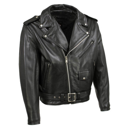 Hot Leathers JKM5009 USA Made Men's 'The Dean' Black Premium Leather Throwback Motorcycle Jacket