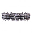 Hot Leathers JWB4101 Double Wide Silver and Black Motorcycle Chain Bracelets