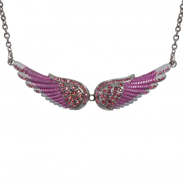 Hot Leathers JWN1006 Pink Angel Wings Necklace