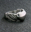 Hot Leathers JWR1101 Women's Silver 'Winged Heart' Stainless-Steel Ring