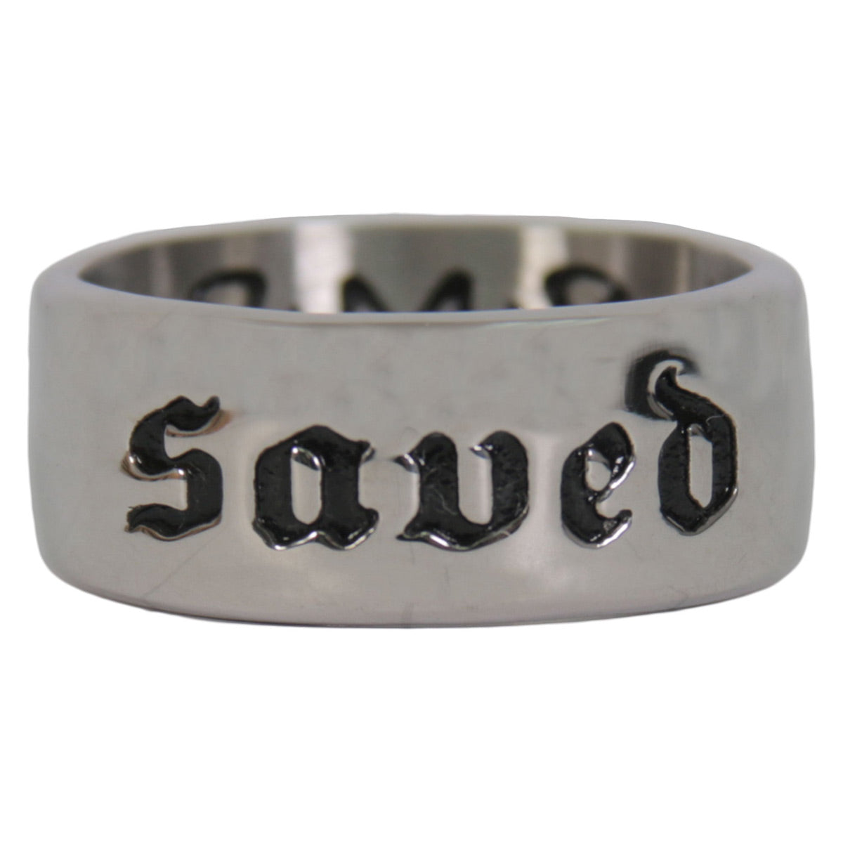 Hot Leathers JWR2132 Men's Silver 'SAVED' Stainless Steel Ring